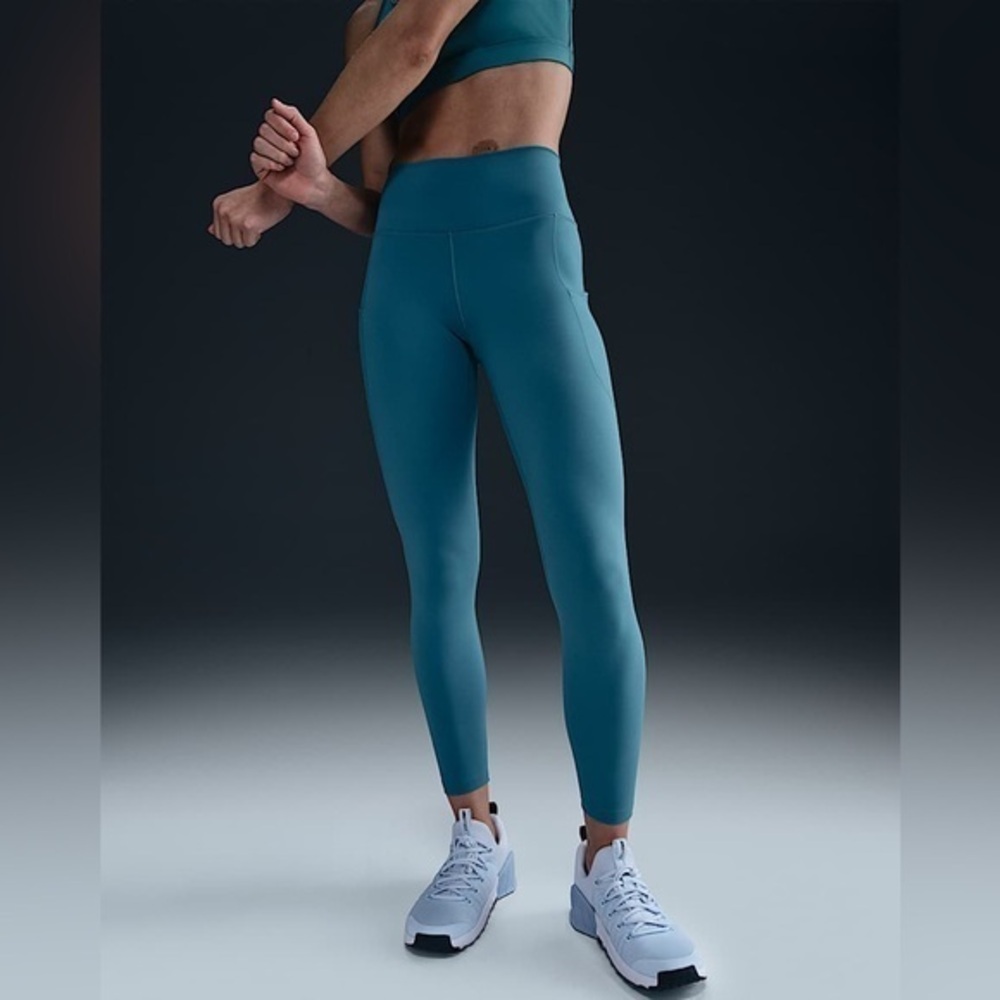 Nike Women's One High-Waisted 7/8 Leggings Smokey Blue Turquoise Size Small 4 6